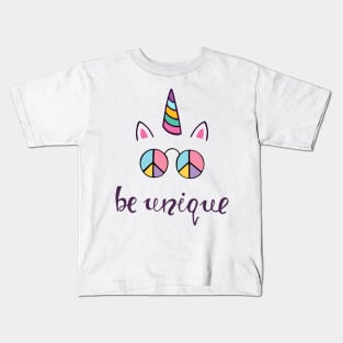 Be Unique Cute Inspiration Positive Cat Quote Kids T-Shirt